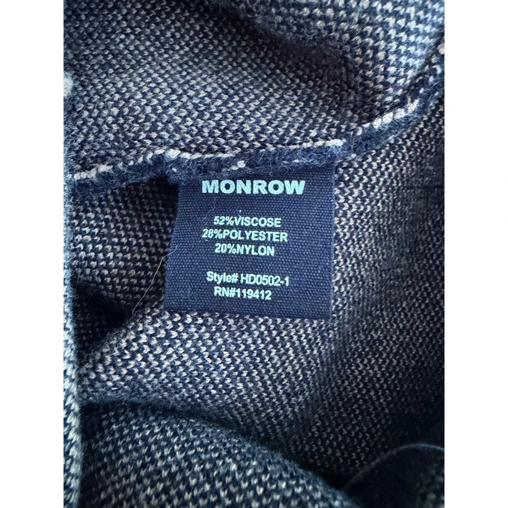 Monrow Knit Midi Dress Womens Black Tan Striped Mock Neck Short Sleeve Small - Picture 6 of 9